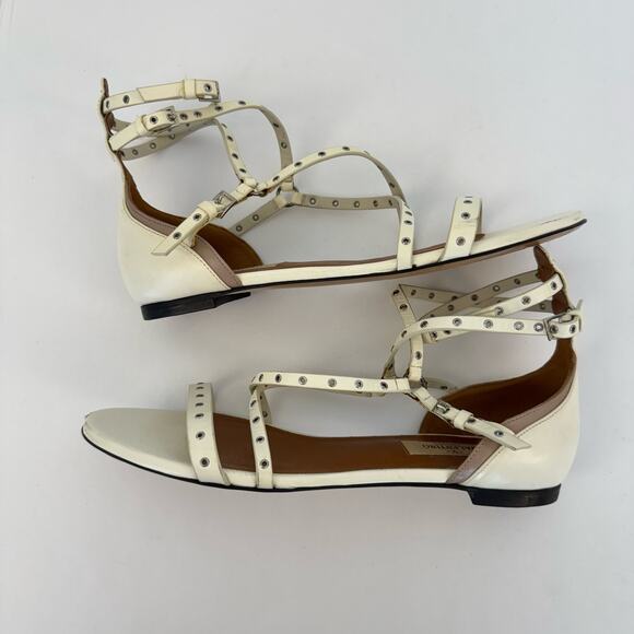Valentino Garavani Leather Gladiator Sandals Grommet Studded 36.5-37 (US 6.5-7) - Picture 5 of 12